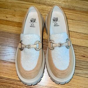 GC Shoes Vince Platform Suede Loafer in Camel Brown Women's 8M